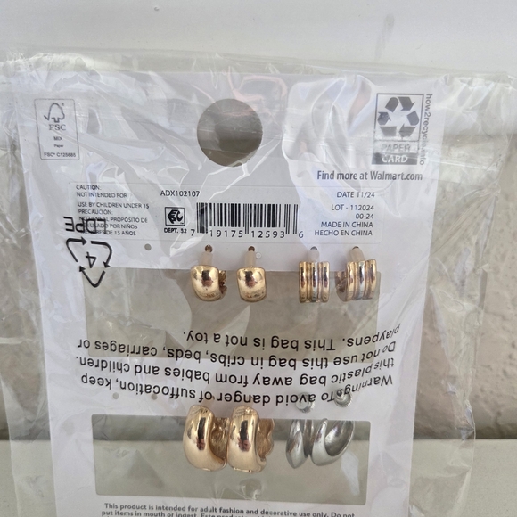 Time and Tru Mixed Metal Earrings Set - Picture 2 of 4